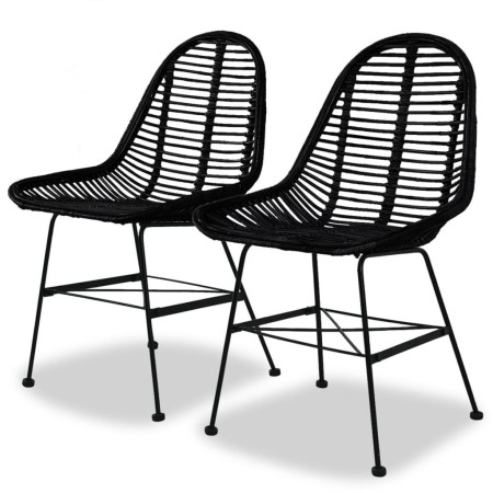 Esszimmerstühle 2 Einheiten aus schwarzem Naturrattan von vidaXL, Essstühle - Ref: Foro24-244571, Preis: 193,45 €, Rabatt: %