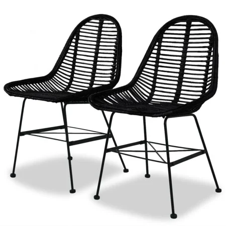 Sillas de comedor 2 unidades ratán natural negro de vidaXL, Sillas de comedor - Ref: Foro24-244571, Precio: 190,28 €, Descuen...
