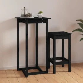 High bar table made of solid black pine wood 60x60x110 cm by vidaXL, Kitchen and dining tables - Ref: Foro24-822181, Price: 7...
