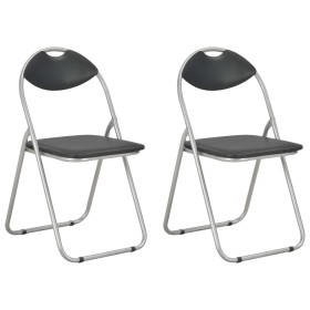 Klappbare Esszimmerstühle 2 Einheiten aus schwarzem Kunstleder von vidaXL, Essstühle - Ref: Foro24-284407, Preis: 69,22 €, Ra...