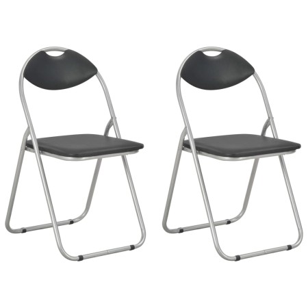 Klappbare Esszimmerstühle 2 Einheiten aus schwarzem Kunstleder von vidaXL, Essstühle - Ref: Foro24-284407, Preis: 69,22 €, Ra...
