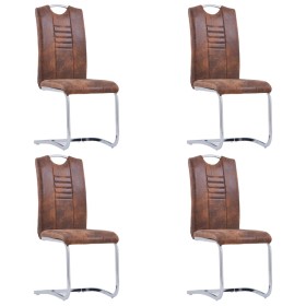 Freischwinger Esszimmerstühle 4 Stk. Kunstveloursleder braun von vidaXL, Essstühle - Ref: Foro24-281784, Preis: 307,36 €, Rab...