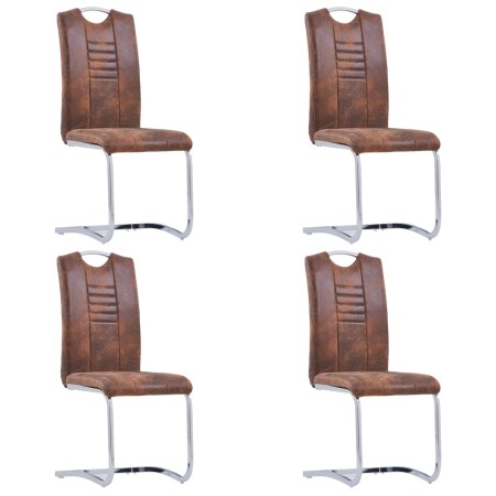 Freischwinger Esszimmerstühle 4 Stk. Kunstveloursleder braun von vidaXL, Essstühle - Ref: Foro24-281784, Preis: 307,36 €, Rab...