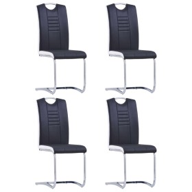Freischwinger-Esszimmerstühle 4-teilig aus schwarzem Kunstleder von vidaXL, Essstühle - Ref: Foro24-281772, Preis: 329,33 €, ...