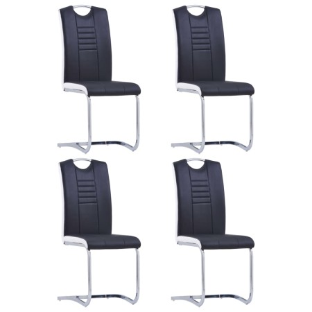 Freischwinger-Esszimmerstühle 4-teilig aus schwarzem Kunstleder von vidaXL, Essstühle - Ref: Foro24-281772, Preis: 329,33 €, ...