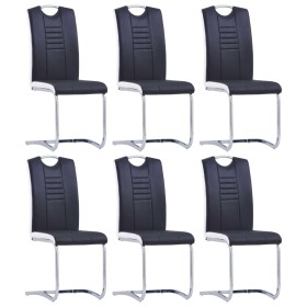 Sillas voladizas de comedor 6 unidades cuero sintético negro de vidaXL, Sillas de comedor - Ref: Foro24-278832, Precio: 503,0...