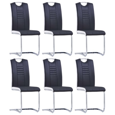 Sillas voladizas de comedor 6 unidades cuero sintético negro de vidaXL, Sillas de comedor - Ref: Foro24-278832, Precio: 503,0...