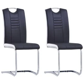 Cantilever dining chairs 2 units black synthetic leather by vidaXL, dining chairs - Ref: Foro24-281771, Price: 159,16 €, Disc...