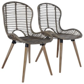 Dining chairs 2 units brown natural rattan by vidaXL, dining chairs - Ref: Foro24-246853, Price: 192,86 €, Discount: %