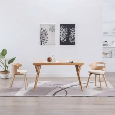 Dining chairs 2 pcs curved wood and cream synthetic leather by vidaXL, dining chairs - Ref: Foro24-283108, Price: 213,99 €, D...
