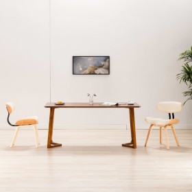 Sillas de comedor 2 uds madera curvada y cuero sintético crema von vidaXL, Essstühle - Ref: Foro24-283124, Preis: 270,02 €, R...