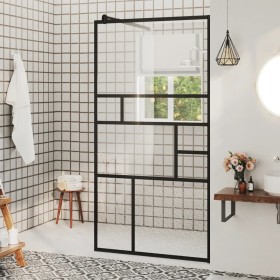 Mampara de ducha accesible vidrio ESG claro negro 80x195 cm