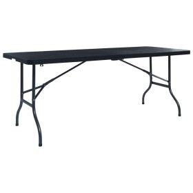 Mesa de jardín plegable imitación ratán HDPE negro 180x75x72 cm de vidaXL, Mesas de jardín - Ref: Foro24-48831, Precio: 101,5...