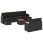 Set de sofás de jardín 10 pzas cojines ratán sintético negro