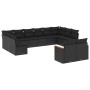 Set de sofás de jardín 12 piezas cojines ratán sintético negro