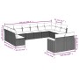 Set de sofás de jardín 12 piezas cojines ratán sintético negro