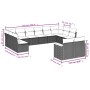 Set de sofás de jardín 12 piezas cojines ratán sintético negro