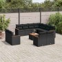 Set de sofás de jardín 12 piezas cojines ratán sintético negro
