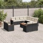 Set de sofás de jardín 12 piezas cojines ratán sintético negro