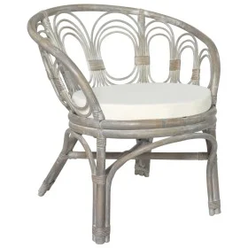 Esszimmerstuhl mit grauem Naturrattan und Leinenkissen von vidaXL, Essstühle - Ref: Foro24-325476, Preis: 151,12 €, Rabatt: %