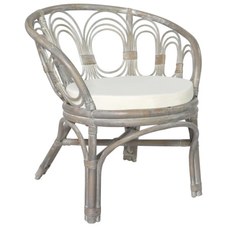 Esszimmerstuhl mit grauem Naturrattan und Leinenkissen von vidaXL, Essstühle - Ref: Foro24-325476, Preis: 152,84 €, Rabatt: %
