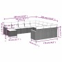 Set de sofás de jardín 12 piezas cojines ratán sintético negro