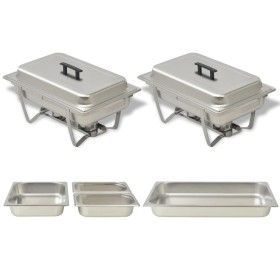 2-teiliges Buffet-Essenswärmer-Set aus Edelstahl von vidaXL, Wilderer - Ref: Foro24-50528, Preis: 137,44 €, Rabatt: %
