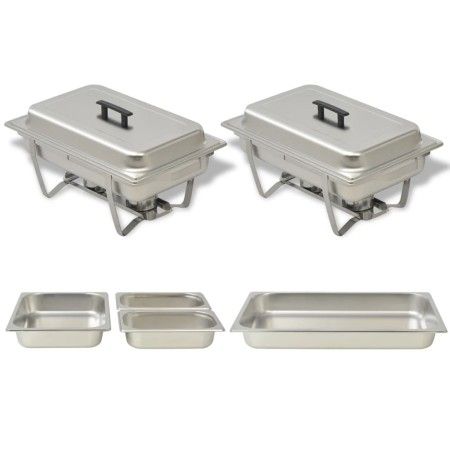 2-teiliges Buffet-Essenswärmer-Set aus Edelstahl von vidaXL, Wilderer - Ref: Foro24-50528, Preis: 137,44 €, Rabatt: %