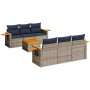 Set de sofás de jardín 7 pzas con cojines ratán sintético gris
