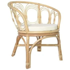 Esszimmerstuhl mit grauem Naturrattan und Leinenkissen von vidaXL, Essstühle - Ref: Foro24-325475, Preis: 196,41 €, Rabatt: %