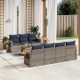 Set de sofás de jardín 8 pzas con cojines ratán sintético gris