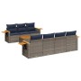 Set de sofás de jardín 8 pzas con cojines ratán sintético gris