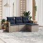 Set de sofás de jardín 4 pzas con cojines ratán sintético gris