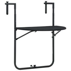 Mesa balcón colgante plástico aspecto ratán negro 60x64x83,5 cm by vidaXL, Garden tables - Ref: Foro24-47894, Price: 51,51 €,...