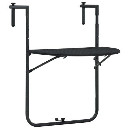 Mesa balcón colgante plástico aspecto ratán negro 60x64x83,5 cm by vidaXL, Garden tables - Ref: Foro24-47894, Price: 51,51 €,...