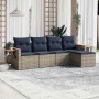 Set de sofás de jardín 5 pzas con cojines ratán sintético gris