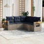 Set de sofás de jardín 5 pzas con cojines ratán sintético gris