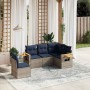 Set de sofás de jardín 5 pzas con cojines ratán sintético gris