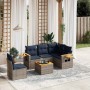 Set de sofás de jardín 6 pzas con cojines ratán sintético gris