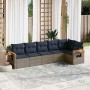 Set de sofás de jardín 6 pzas con cojines ratán sintético gris