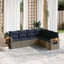Set de sofás de jardín 6 pzas con cojines ratán sintético gris