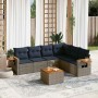 Set de sofás de jardín 7 pzas con cojines ratán sintético gris