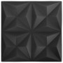 Paneles de pared 3D 48 unidades negro origami 12 m² 50x50 cm