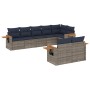 Set de sofás de jardín 8 pzas con cojines ratán sintético gris