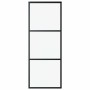 Puerta corredera de 3 paneles ESG vidrio y aluminio negra