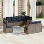 Set de sofás de jardín 8 pzas con cojines ratán sintético gris