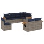 Set de sofás de jardín 8 pzas con cojines ratán sintético gris
