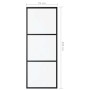 Puerta corredera de 3 paneles ESG vidrio y aluminio negra