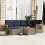 Set de sofás de jardín 7 pzas con cojines ratán sintético gris