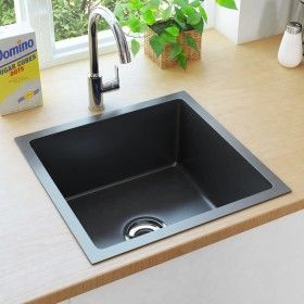 Fregadero de cocina hecho a mano acero inoxidable negro de vidaXL, Fregaderos - Ref: Foro24-145083, Precio: 117,20 €, Descuen...